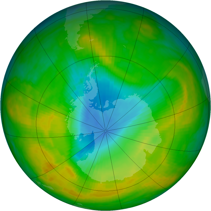Antarctic ozone map for 19 November 1982